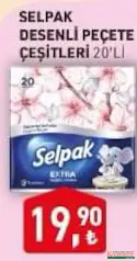 SELPAK DESENLİ PEÇETE ÇEŞİTLERİ 20'Lİ fiyat ve kampanya bilgisi